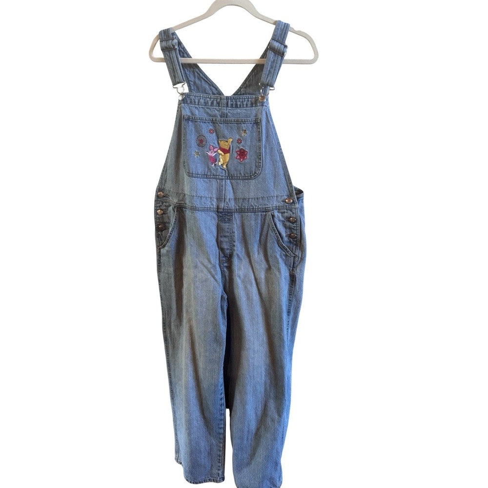 Vintage Disney Embroidered Winnie The Pooh Women's Large Lt. Denim Bib Overalls